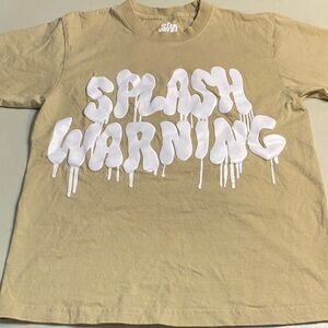 Splash Warning Graphic Tee - Cream Short Sleeve
